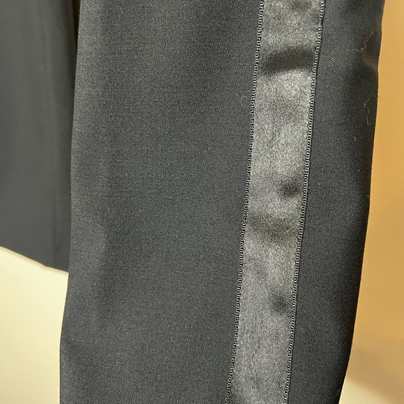 J Crew 100% Wool Black Tuxedo Pant Velvet Stripe Zipper Fly Dressy Business 6 - Picture 4 of 13